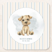 Cute Oh Boy Puppy Blue Baby Shower