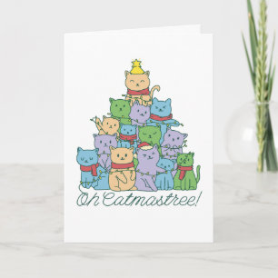 Cute Oh Catmastree Funny Christmas Holiday Card