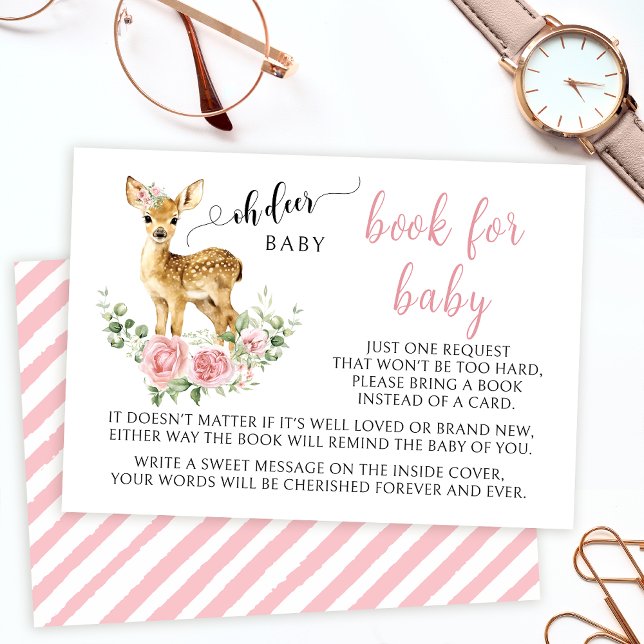 Cute oh deer baby girl shower book for baby cards (Creator Uploaded)