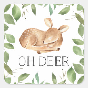 Cute Oh Deer Baby Shower Square Sticker