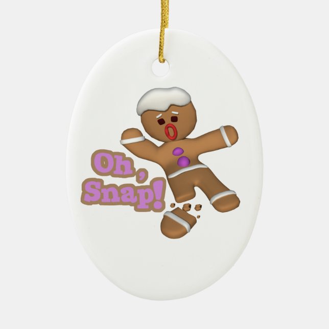 cute oh, snap gingerbread man cookie ceramic ornament (Front)