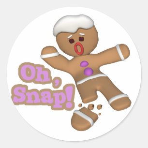 cute oh, snap gingerbread man cookie classic round sticker