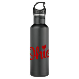 Cute Ohio Red Script OH Map Love Home Buckeye Stat 710 Ml Water Bottle