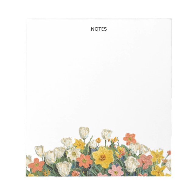 Cute Oil Impasto Floral Personalized  Notepad (Front)