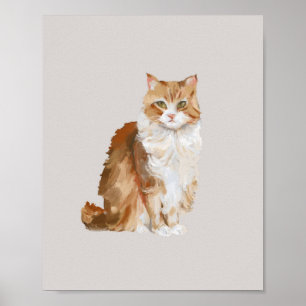 Cute Oil Painted Ginger Cat Poster   Cozy Orange T