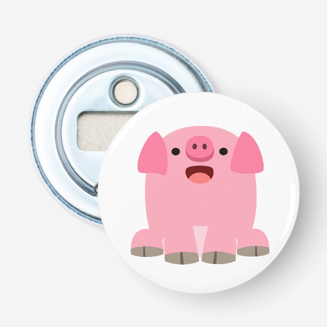 Cute Oinking Cartoon Pig Bottle Opener (Front)