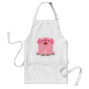 Cute Oinking Cartoon Pig Standard Apron