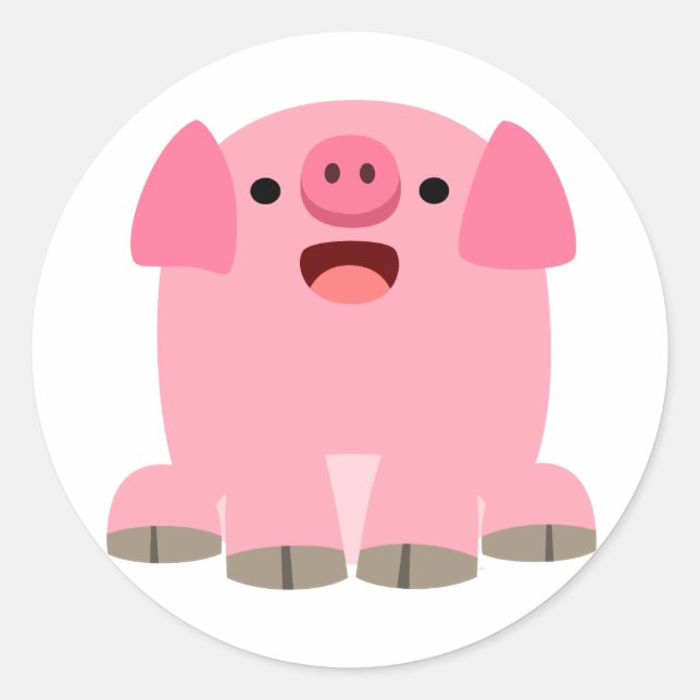 Cute Oinking Cartoon Pig Sticker (Front)
