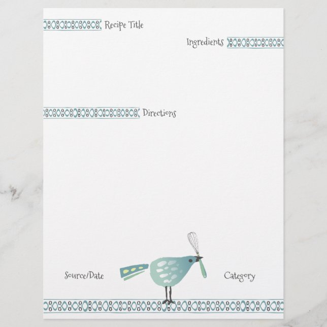 Cute oiseau whisk cuisine cuisson papier en-tête d (Devant)