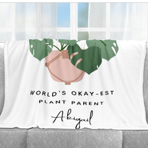Cute Okay Plant Parent Personalized Fleece Blanket