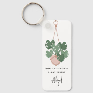 Cute Okay Plant Parent Personalized Keychain