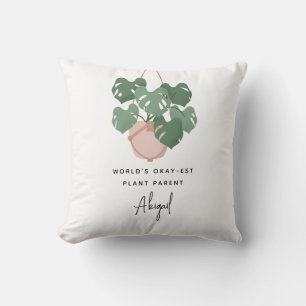 Cute Okay Plant Parent Personalized Throw Pillow