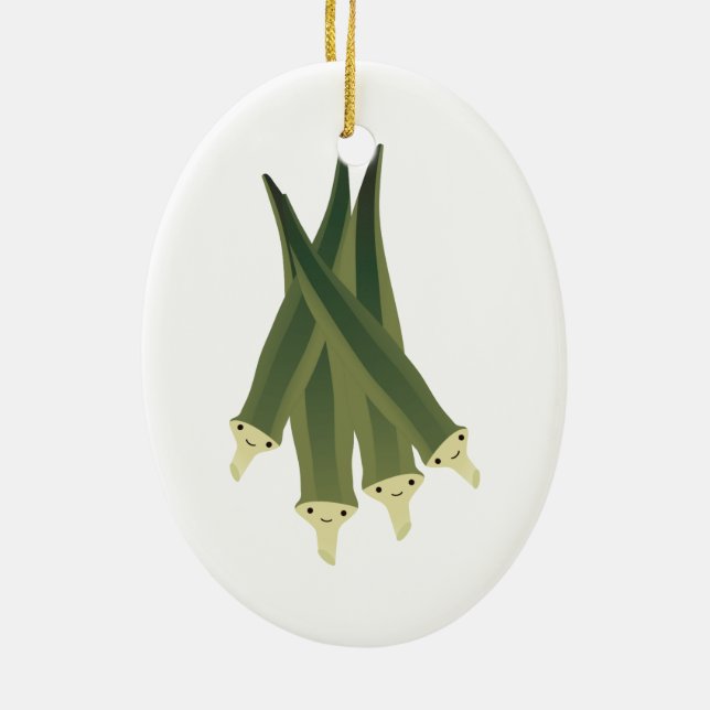 Cute Okra Ceramic Ornament (Back)