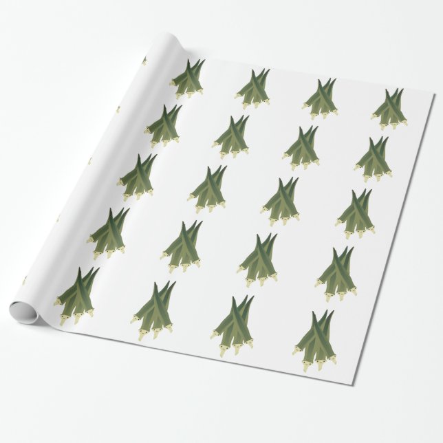 Cute Okra Wrapping Paper (Unrolled)