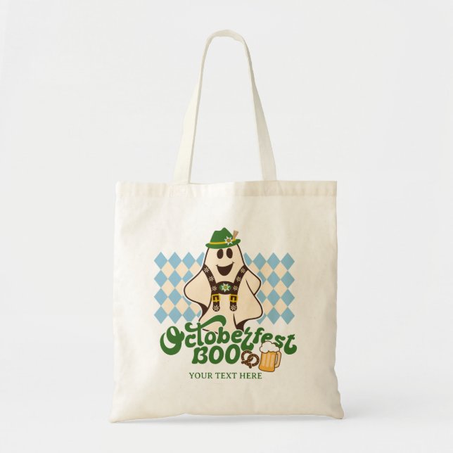 Cute Oktoberfest Ghost Spooky Season Halloween Tote Bag (Front)