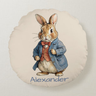 Cute Old Fashion Bunny Personalize Round Pillow
