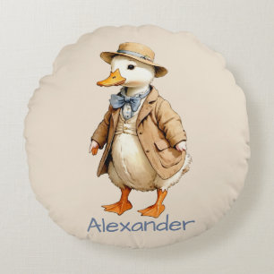 Cute Old Fashion Ducky Personalize Round Pillow