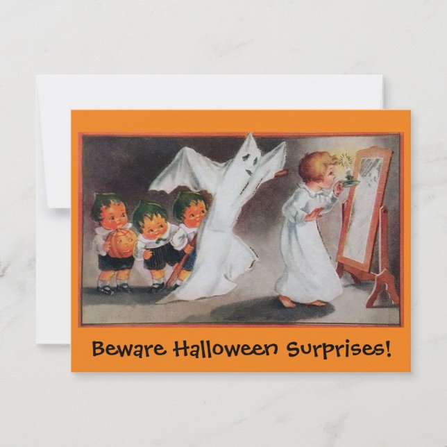 Cute, Old Fashioned Halloween Surprise Invitation (Front)