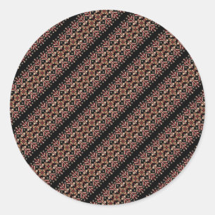 Cute old ukrainian stripes patterns classic round sticker