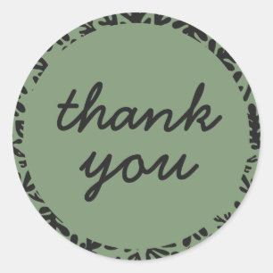 Cute Olive Green Labels Simple Botanical Thank You