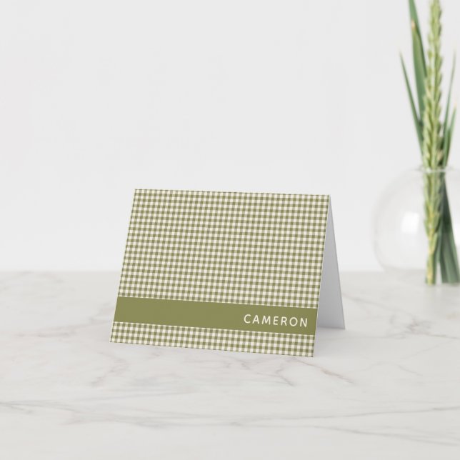 Cute Olive Rétro En vichy Plaid Nom personnalisé (Devant)