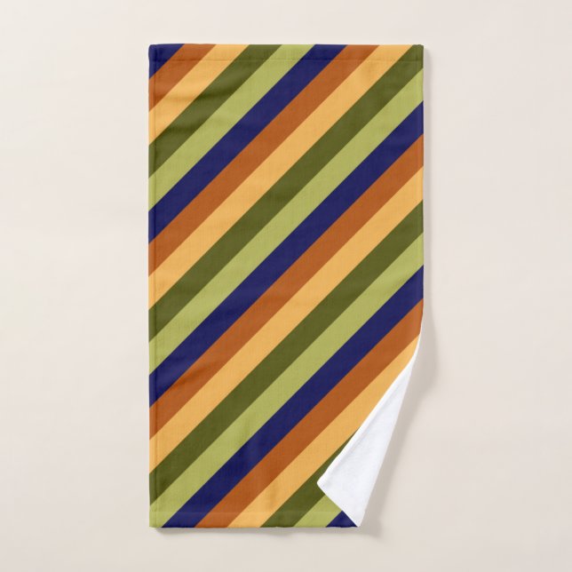 Cute Olive Sage Navy Stripes Hand Towel (Hand Towel)