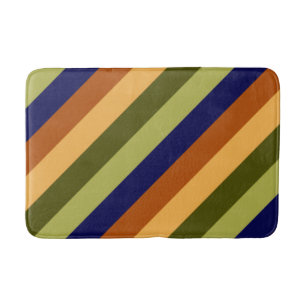 Cute Olive Sage Navy Stripes Medium Bath Mat