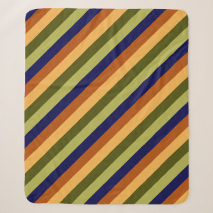 Cute Olive Sage Navy Stripes Medium Sherpa Blanket