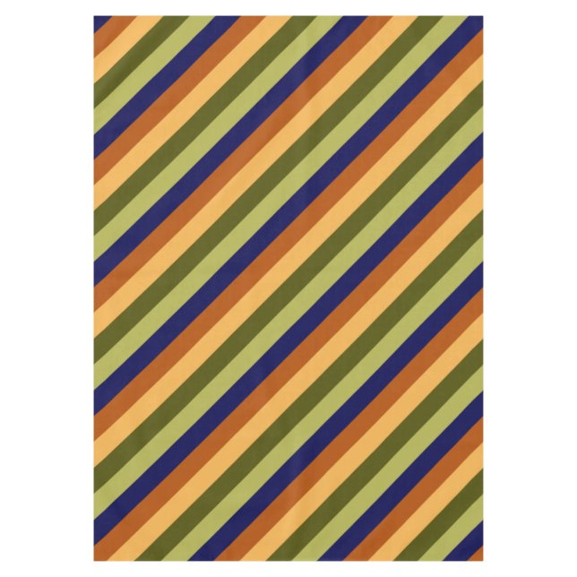 Cute Olive Sage Navy Stripes Medium Tablecloth (Front)