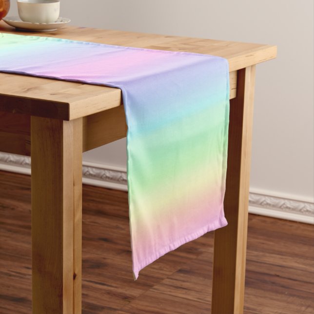 Cute Ombre Pastel Rainbow Gradient Party Short Tab Table Runner (In Situ)