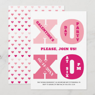 Cute ombre pink HOHO Galentine's Day party Invitation