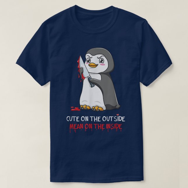 Cute On The Outside Mean On The Inside Gothic Nerd T-Shirt (Design Front)
