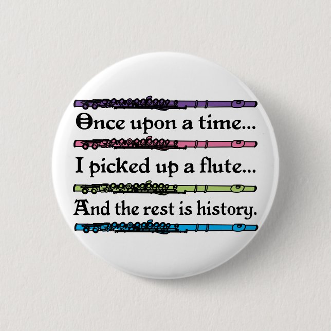 Cute Once Upon A Time Flute 2 Inch Round Button (Front)