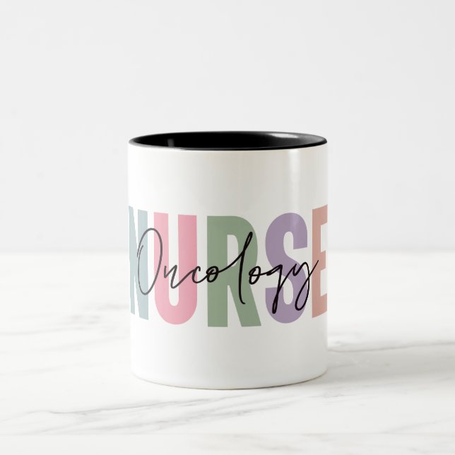  Cute Oncology Nurse Two-Tone Coffee Mug (Center)