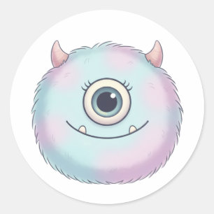 Cute One-Eyed Fluffy Monster Sticker