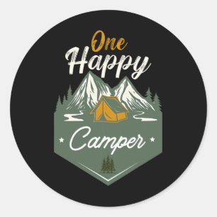 Cute One Happy Camper Birthday Camping Family Matc Classic Round Sticker