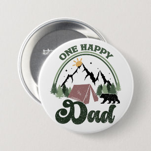 Cute One Happy Camper Birthday One happy Dad 3 Inch Round Button