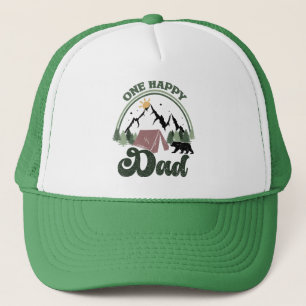 Cute One Happy Camper Birthday One happy Dad Trucker Hat