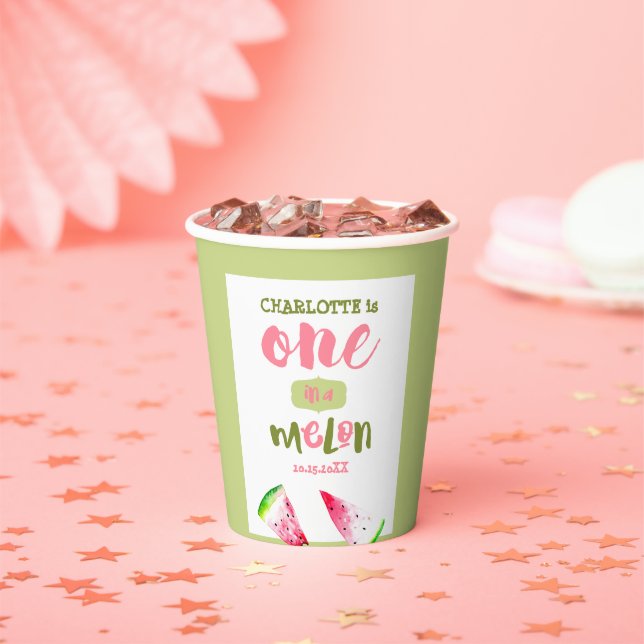 cute one in a melon 1st Birthday watermelon slices Paper Cups (Insitu)