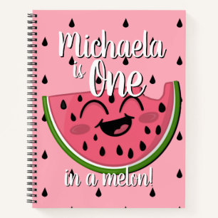 Cute One in a Melon Cute Watermelon Pink Pun Notebook