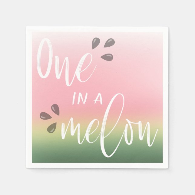 Cute "One In A Melon" Kids Birthday Party Napkin (Front)