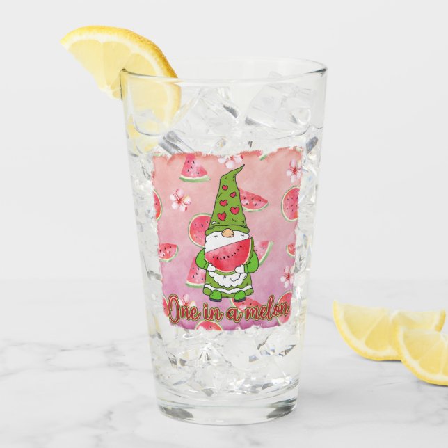 Cute One In A melon Summer Gnome Glass (Front Ice)