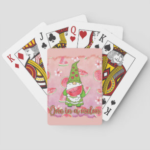 Cute One In A melon Summer Gnome Playing Cards