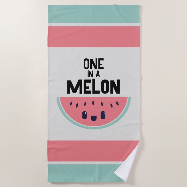 Cute One In A Melon Watermelon Beach Towel (Front)