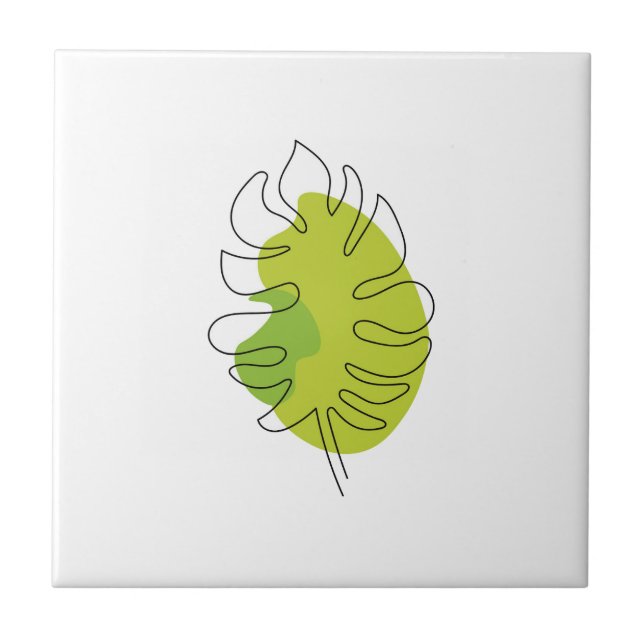 Cute one line art tropical isolated foliage bevera tile (Front)