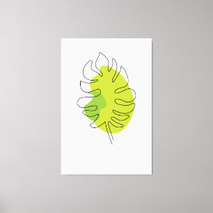 Cute one line art tropical isolated foliage canvas print