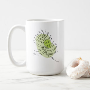 Cute one line art tropical isolated foliage green coffee mug