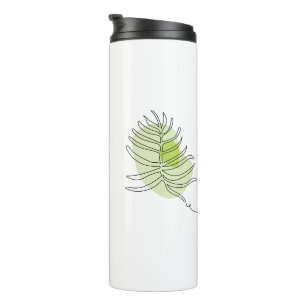 Cute one line art tropical isolated foliage green thermal tumbler