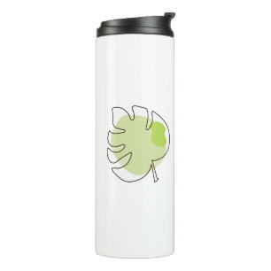 Cute one line art tropical isolated foliage green thermal tumbler