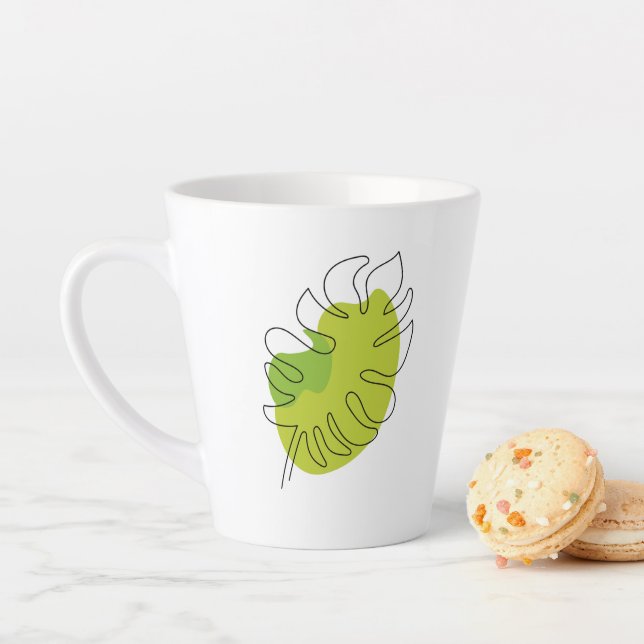 Cute one line art tropical isolated foliage latte mug (In Situ)
